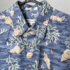 90s Vintage Hawaiian Shirt Blue With Seashells And Ocean Plant Print Large 3