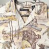 90s Vintage Silk Hawaiian Shirt Patterned With Pale Yellow And Blue Undertones Xl 2