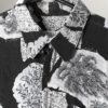 Mens 90s Abstract Shirt In Black And White With Palm Tree Print Medium Large 2