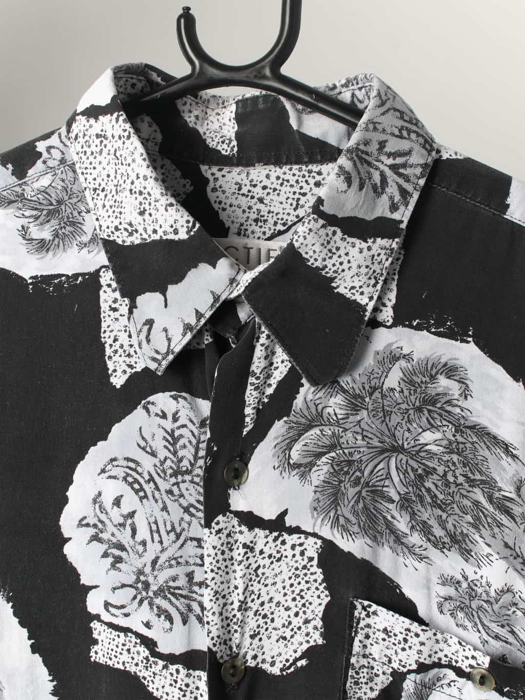 Mens 90s Abstract Shirt In Black And White With Palm Tree Print Medium Large 2