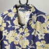 Mens Vintage Quicksilver Hawaiian Shirt Blue And Mustard Yellow Floral Print Large 2