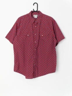 Red Vintage Wrangler Western Shirt With Blue Diamond Print Xl