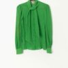 Vintage 70s Gina Fratini Blouse With Tie Front Collar In Bright Green Xxs