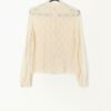 Vintage 70s Lace Blouse In Pale Beige With Button Up Back Medium 3
