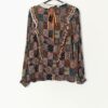 Vintage 70s Patchwork Print Blouse With Ruffle Collar Small 2