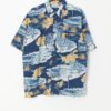Vintage 90s Cotton Hawaiian Shirt With Aquatic And Floral Print Medium