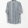 Vintage 90s Hawaiian Shirt Linen Blend With A Unique Blue Bold Print Made In Australia Medium