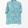 Vintage 90s Hawaiian Silk Shirt In Light Blue With Floral Design Medium