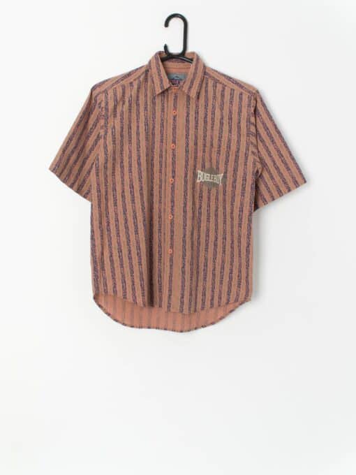 Vintage 90s Printed Shirt Bugle Boy With Abstract Striped Pattern Age 16