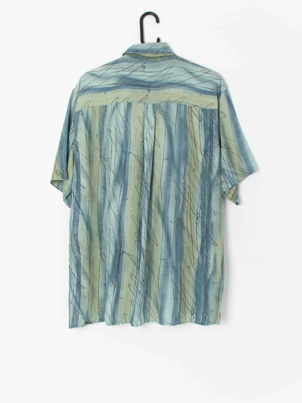 Vintage Artistic Silk Shirt With Abstract Sgraffito Effect Design Large 3