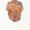 Vintage Aztec Print Blouse In Warm Yellows And Earthy Tones Large