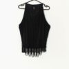 Vintage Beaded Vest Black With Crochet And Fringed Details Medium 3