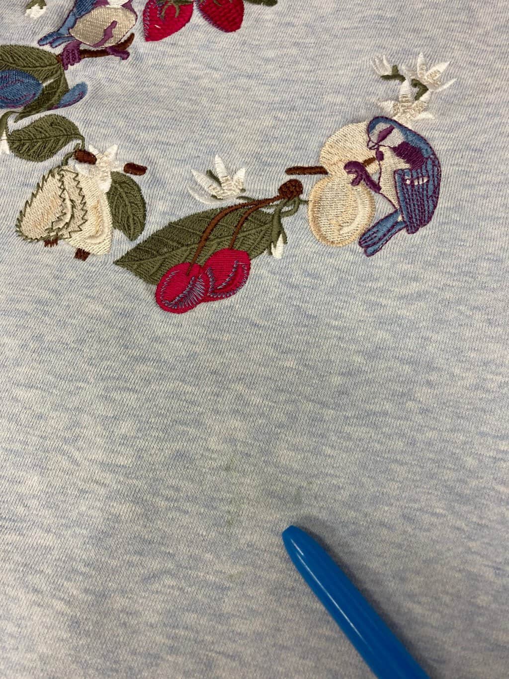 Vintage Bird Sweatshirt Blue Grey With Cute Blue Tits Spring Berry Design Xs Small 5