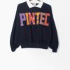 Vintage Collared Sweatshirt 80s Deadstock With Colourful Pattern Printed Logo Small