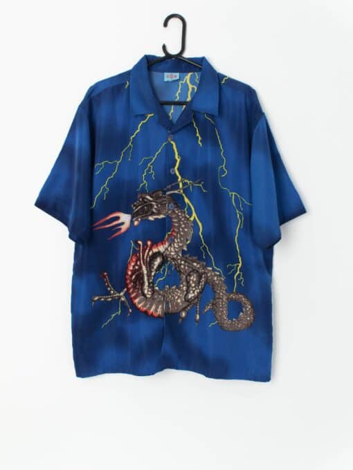 Vintage Dragon Shirt With Eye Catching Graphics Of Large Dragon And Lightning Large Xl