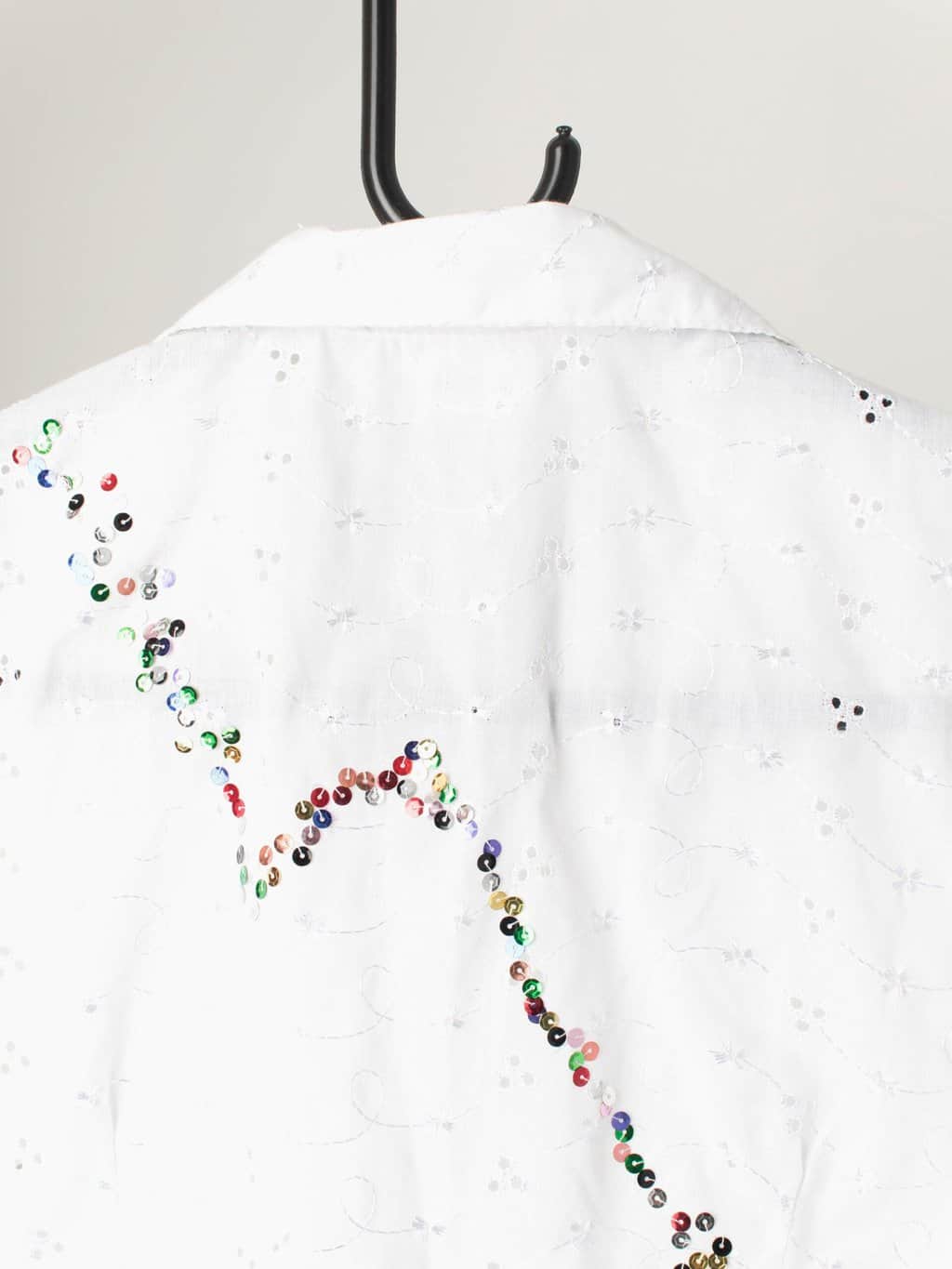 Vintage Embroidered Crop Top With Front Tie And Sequined Back Small 2