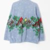 Vintage Fleece In Sky Blue With Cute Birds Spring Winter Xl 4