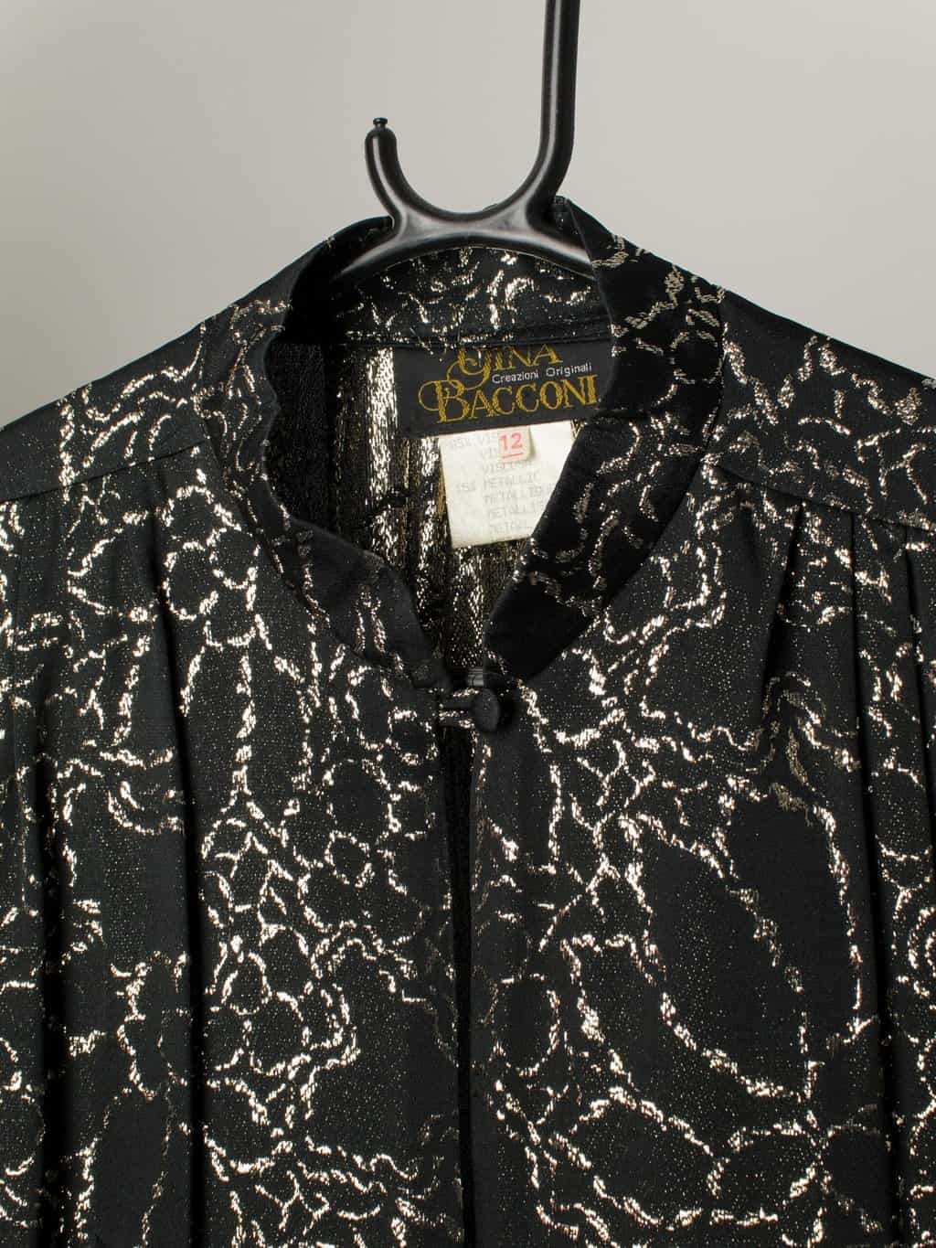 Vintage Gina Bacconi Jacket Lurex Gold And Black With Puff Sleeves Medium 2