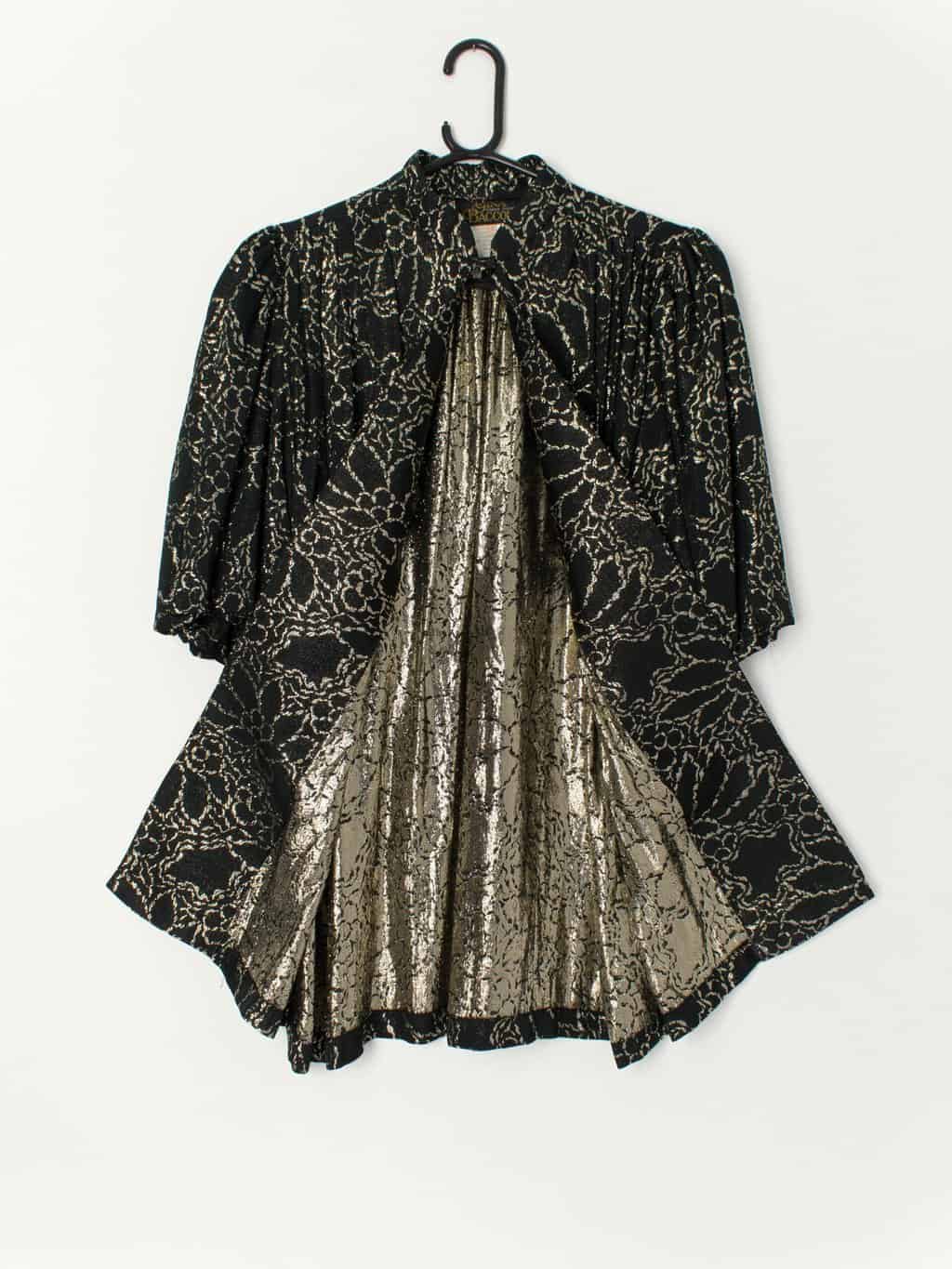 Vintage Gina Bacconi Jacket Lurex Gold And Black With Puff Sleeves Medium 3