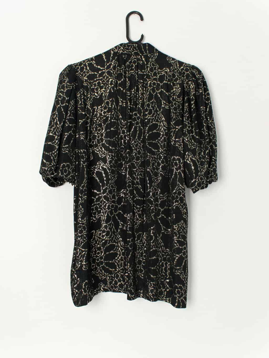 Vintage Gina Bacconi Jacket Lurex Gold And Black With Puff Sleeves Medium 4