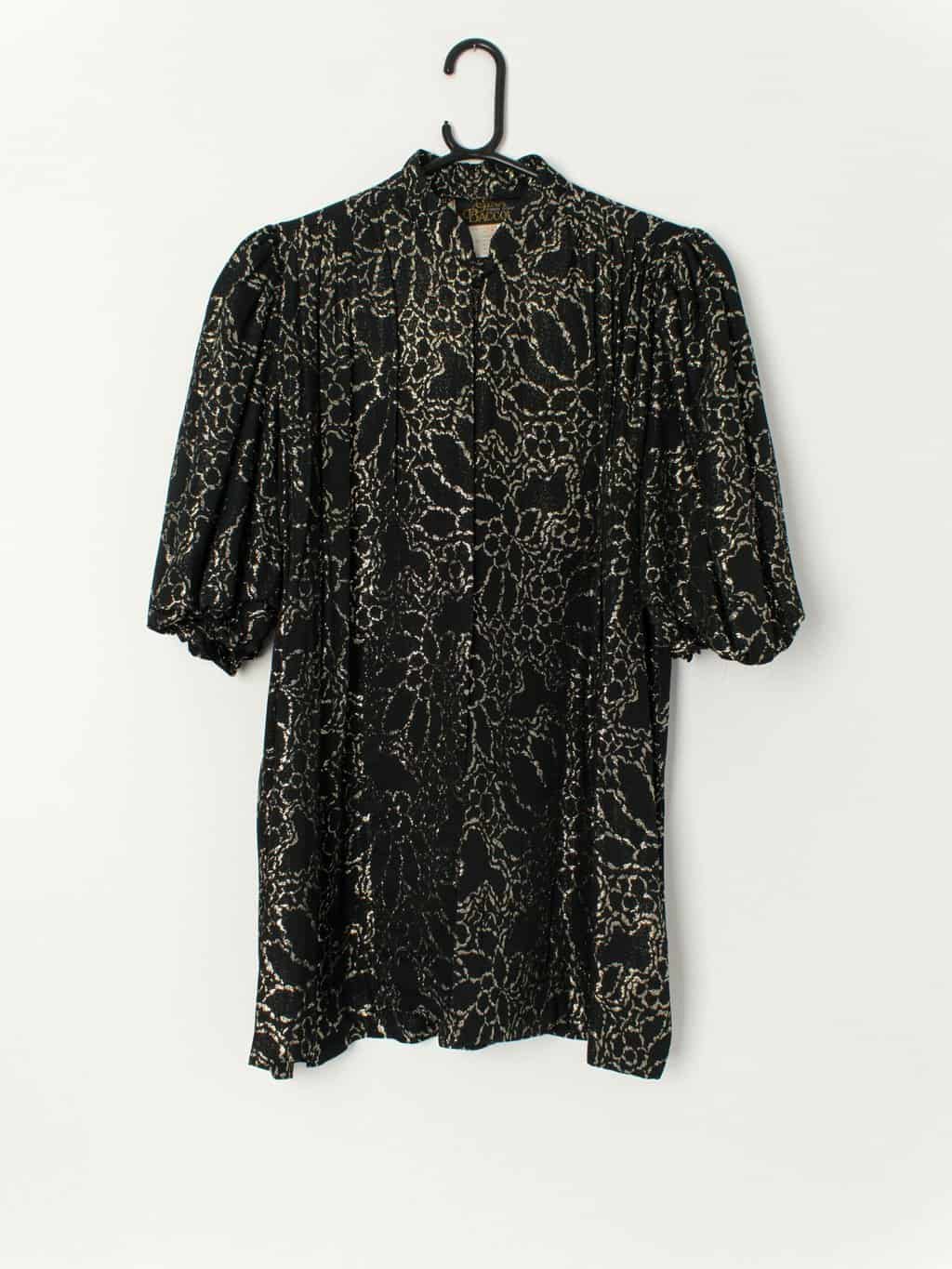 Vintage Gina Bacconi Jacket Lurex Gold And Black With Puff Sleeves Medium