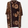 Vintage Hawaiian Batik Shirt Perfect Festival Vibe With Dark Purple Brown And Yellow Tribal Design Xl
