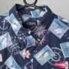 Vintage Hawaiian Shirt Deep Blue Nautical Theme With Boat Postal Stamps And Compass Design Large Xl 2