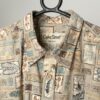 Vintage Hawaiian Shirt Sage Green With Stunning Tiled Postage Stamp Design Medium Large 3