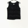 Vintage Laura Ashley Sparkly Top Vest In Black With Striped Beaded Embellishment Small