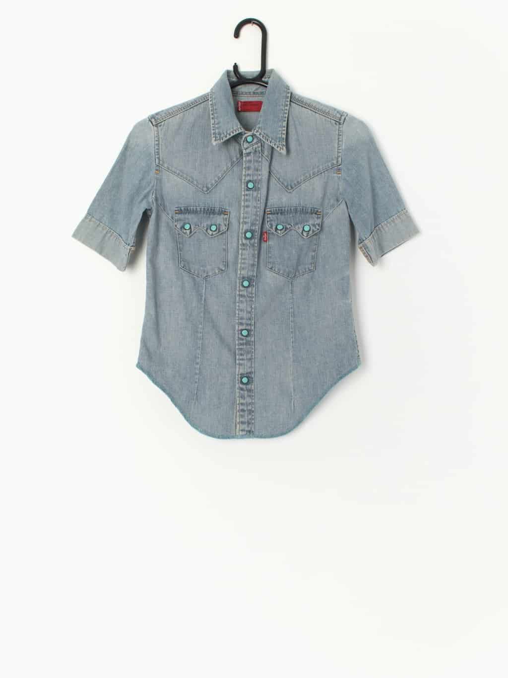 Vintage Levis blue denim western shirt blouse XS St Cyr Vintage