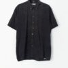 Vintage Men Hawaiian Shirt Black With Subtle Aztec Pattern Medium Large