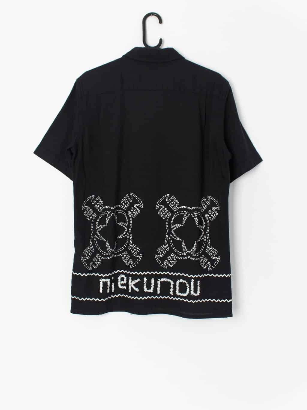 Vintage Men Printed Graphic Diesel Shirt In Black With White African Inspired Pattern Medium 2