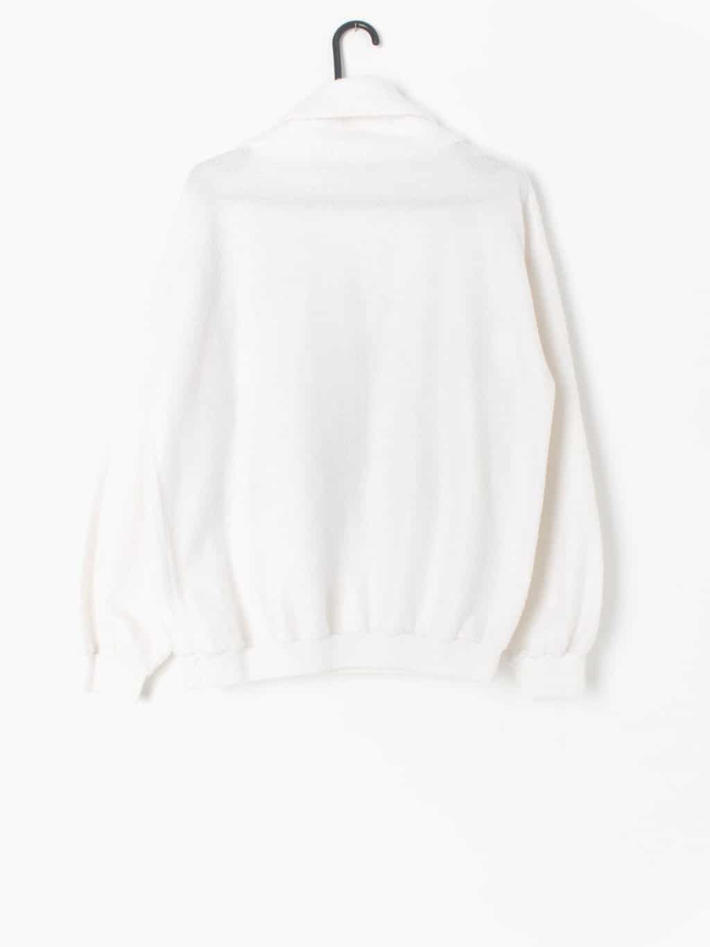 Vintage Novelty Sweatshirt With Cute White Cat Kitten And Pink Spring Flowers Medium Large 4