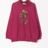 Vintage Pink Collared Sweatshirt With Cute Embroidered Mountain Goat Design By St Michael Large