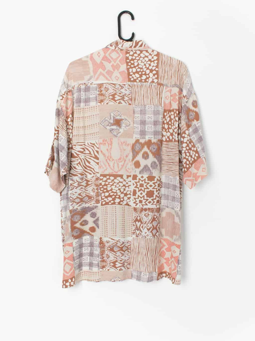 Vintage Printed Shirt With Animal Print And Abstract Patterns Large Xl 3