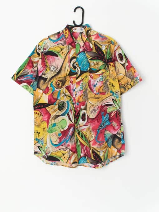 Vintage Printed Shirt With Loud Abstract Art Style Print Medium