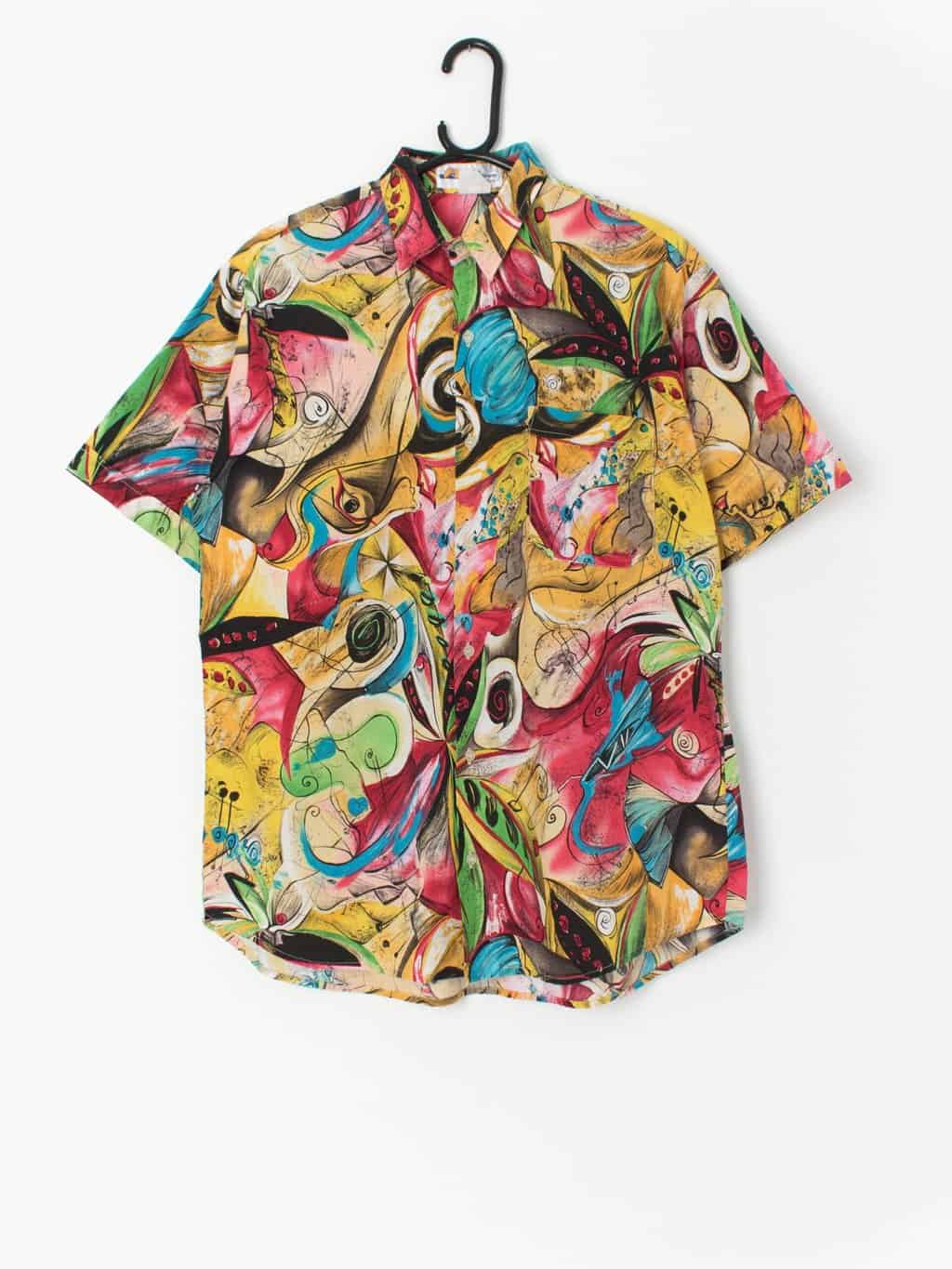 Vintage Printed Shirt With Loud Abstract Art Style Print Medium