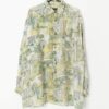 Vintage Silk Hawaiian Shirt With A Pastel Yellow And Green Egyptian Print Xl