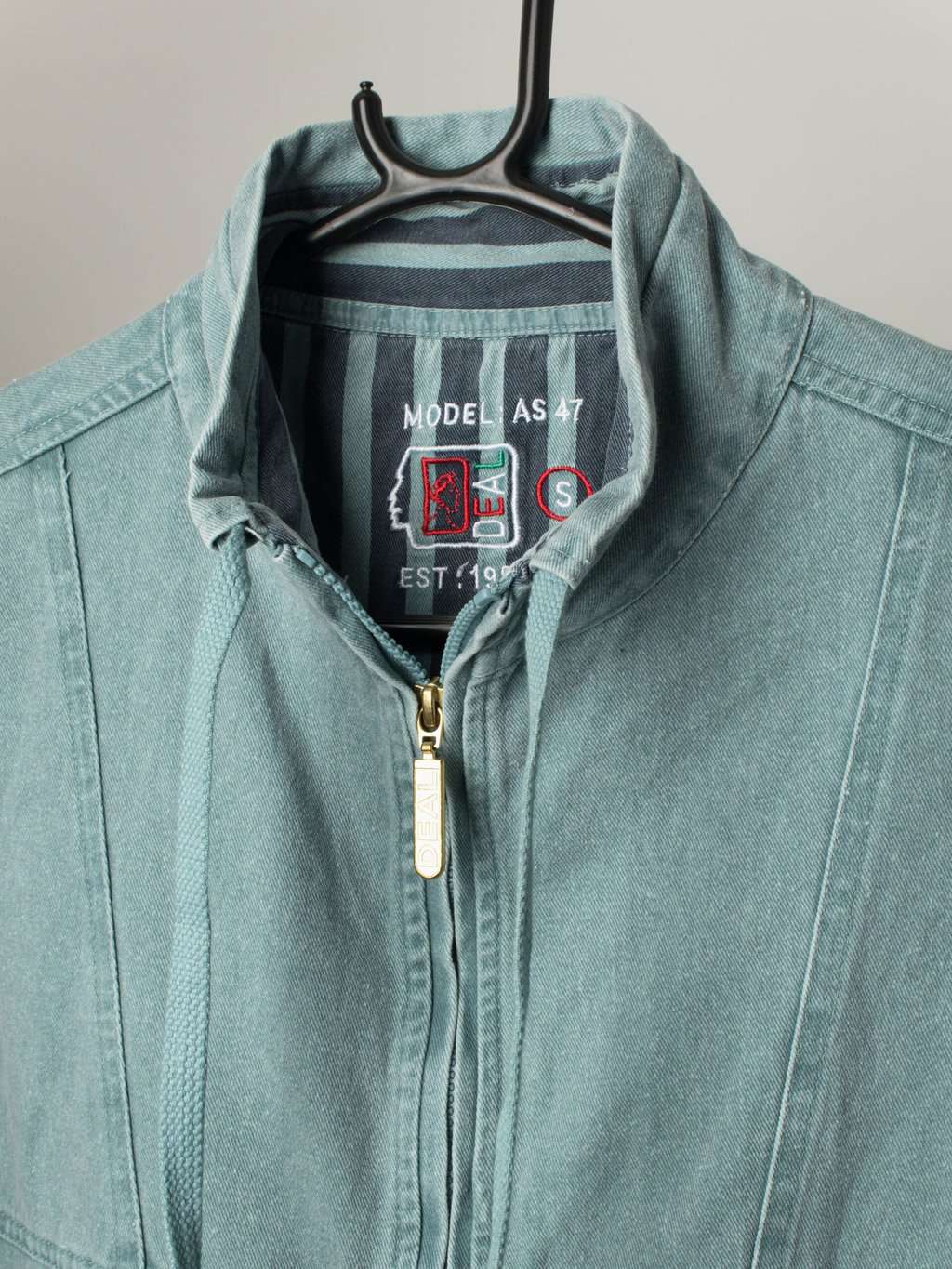 Vintage Teal Denim Jacket With Full Length Zip Small 2