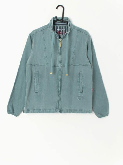 Vintage Teal Denim Jacket With Full Length Zip Small