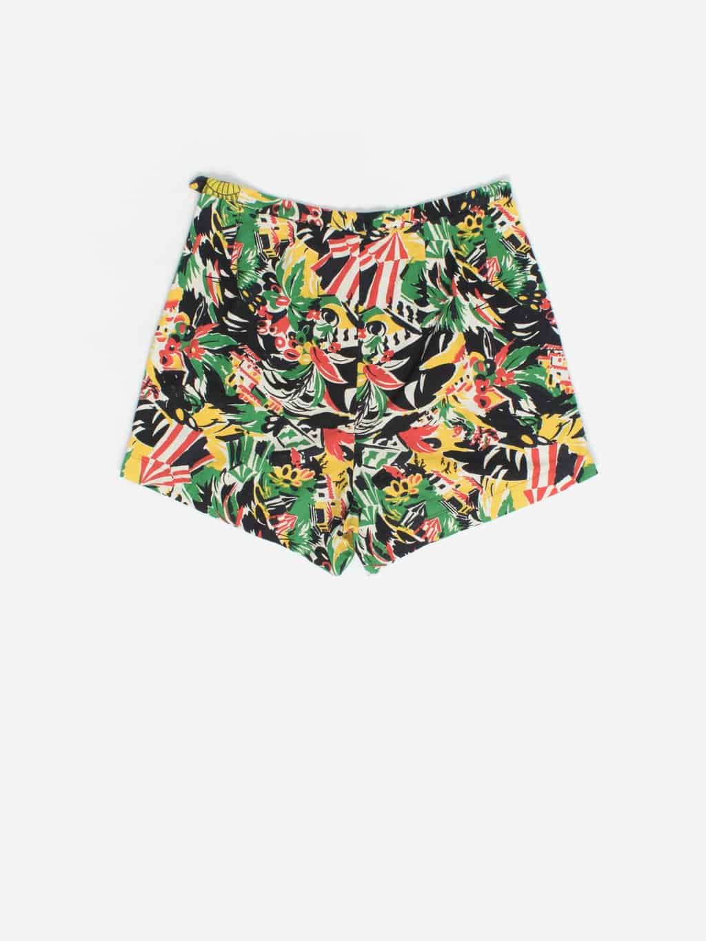 1950s Vintage Womens Shorts With Tropical Plant Artistic Print Medium 2