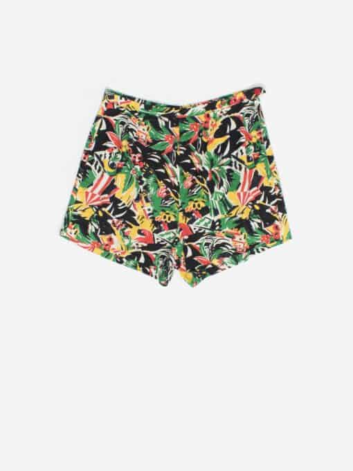 1950s Vintage Womens Shorts With Tropical Plant Artistic Print Medium