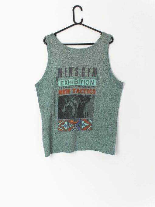 80s Mens Gym Sports Vest With Large Graphic On Back Large
