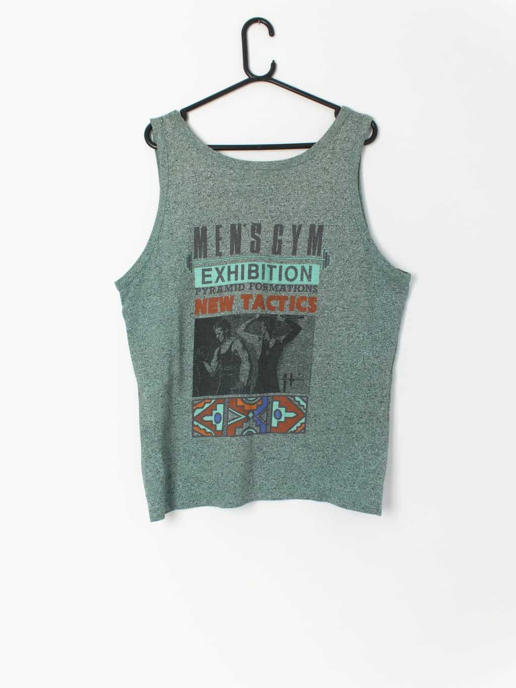 80s Mens Gym Sports Vest With Large Graphic On Back Large