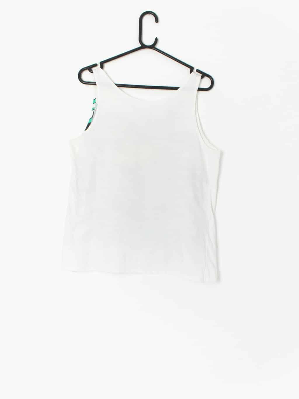 80s Vintage Jewelled Sequinned White Vest Top Small Medium 3