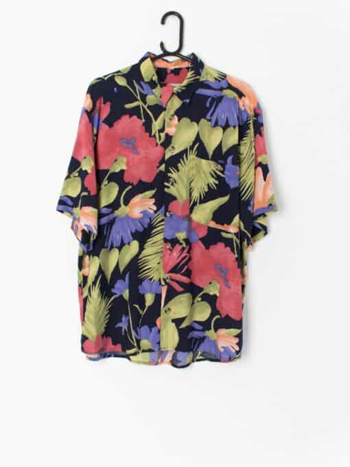 90s Vintage Floral Shirt With Large Summer Flower Print Large