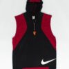 90s Vintage Nike Basketball Vest Sleeveless Hoodie Black And Red Zig Zag Print Large