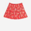 Vintage 70s Pleated Mini Skirt With Red Floral Pattern Medium