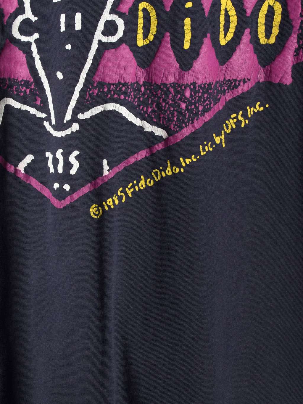 Vintage 80s Fido Dido T Shirt Navy With Bold Purple Print Large Xl 2