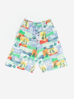 Vintage Baggy Summer Shorts With Sailboat Print Small Medium
